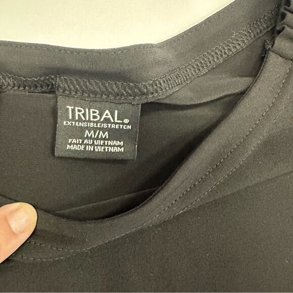 Tribal Stretch Black Dress with Ruffled Sleeves - Size Medium - Picture 9 of 14